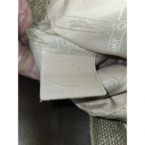 Longchamp Paris Idole Hobo Bag Brown Double Handle Fabric With Leather. VTG EUC - Picture 9 of 11